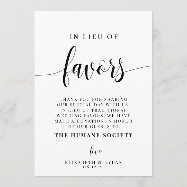 anstelle der Favoriten für die Hochzeitskarte Programm (Vorderseite)