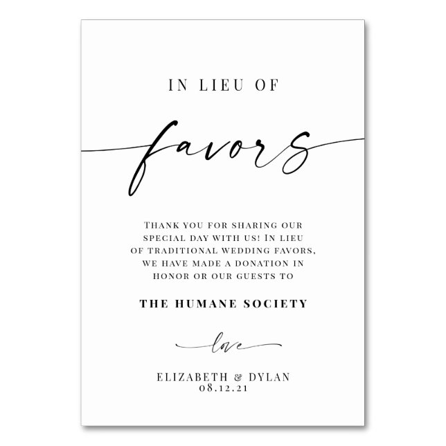 anstelle der Favoriten für die Hochzeitskarte Tischnummer (Vorderseite)