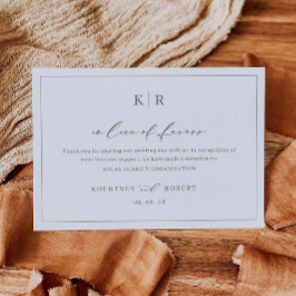 Anstelle der Favors-Karte Vielen Dank Wohltätigkei