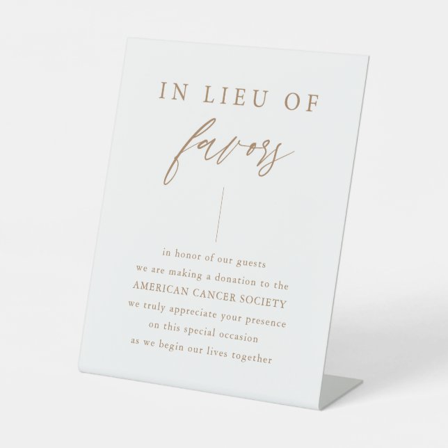 Anstelle der Lieblings-Gold-Hochzeitsspende-Zeiche Sockelschild (Vorderseite)