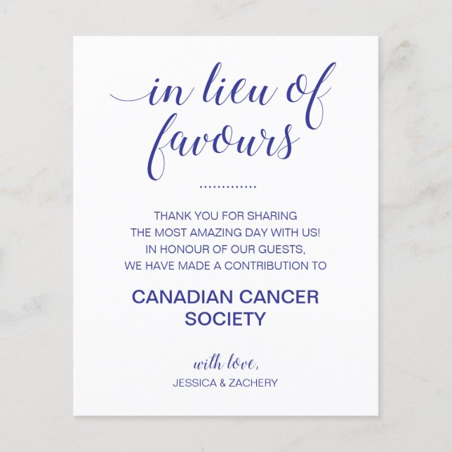 Anstelle der Lieblings-Wohltätigkeit spenden Blue  (Vorderseite)