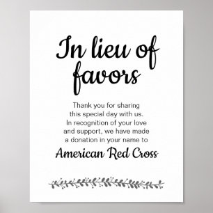 Anstelle der Lieblings-Wohltätigkeit Spenden Hochz Poster