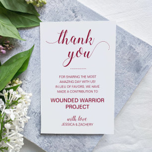 Anstelle von Gefallen für Wohltätigkeit Spende Bur Platzkarte