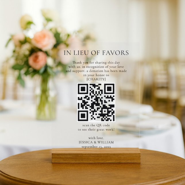 Anstelle von Gefälligkeiten mit QR-Code für die Ho Acrylschild (Von Creator hochgeladen)
