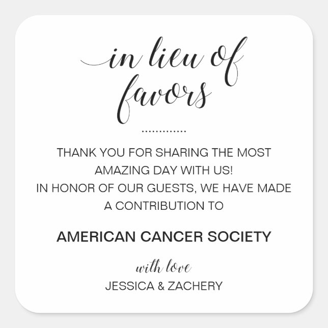 Anstelle von Lieblingsschulen für Wohltätigkeit sp Quadratischer Aufkleber (Vorderseite)