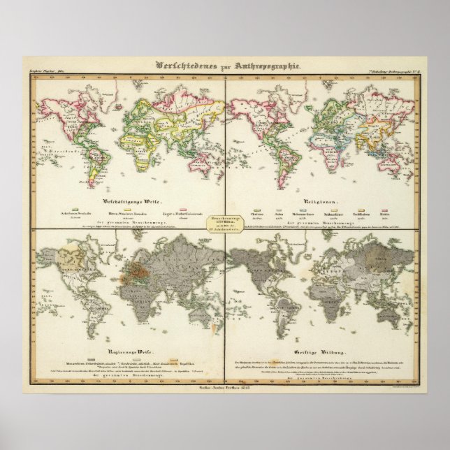 Anstellung Religions Government Map Poster (Vorne)