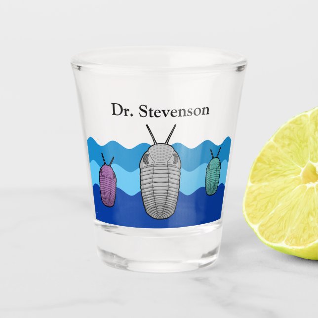 Anstieg der Trilobiten - prähistorisches Tier Schnapsglas (Vorderseite)