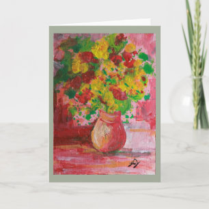 Anstrich der Vase der gelben Blumen Grußkarte Karte