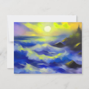 Anstrich dunkelblauer Meereswellen unter der Sonne Postkarte