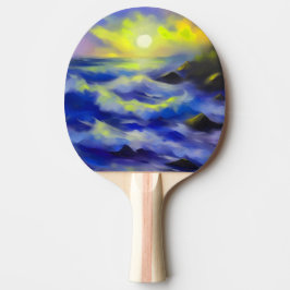Anstrich dunkelblauer Meereswellen unter der Sonne Tischtennis Schläger