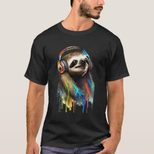 Anstrich einer farbigen Fliege mit Kopfhörern sl T-Shirt