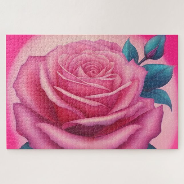 Anstrich einer neonrosa Rose Puzzle (Horizontal)