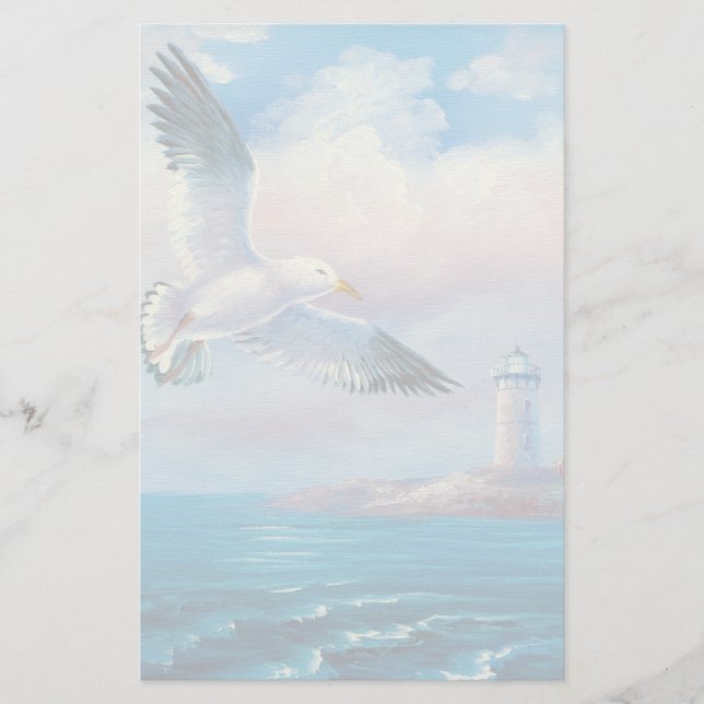Anstrich einer Seagull in der Nähe eines Leuchttur (Vorderseite)