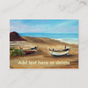 Anstrich eines alten Fischerbootes am Strand Visitenkarte