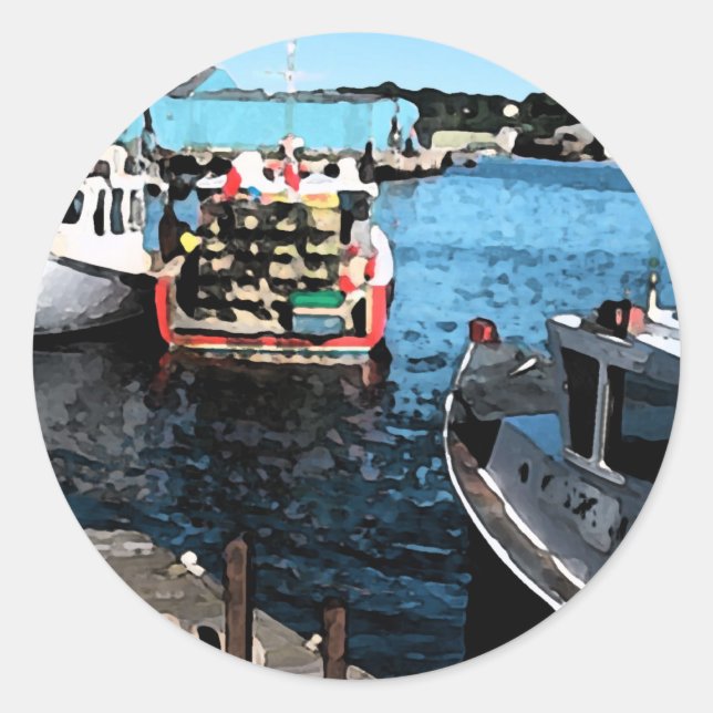 Anstrich von Fischerbooten Runder Aufkleber (Vorderseite)