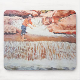 Anstrich von Fisherman im Wasserfall Mousepad