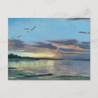 Anstrich von Sonnenuntergang am Strand Oregon Postkarte