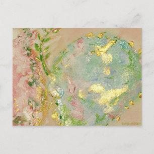 Anstrichene, blassrosa, goldfarbene und blaue Post Postkarte