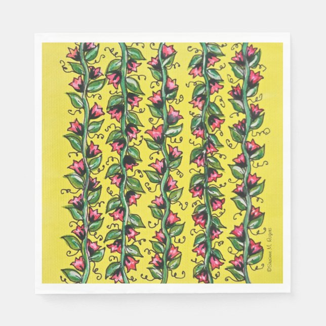 Anstrichene blühende Tulip Vines Party Napkins Serviette (Vorderseite)