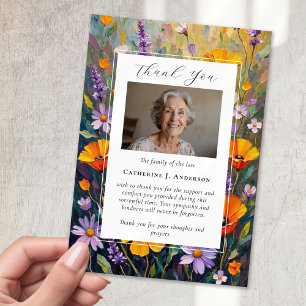 Anstrichene Blume Beileid Foto Beerdigung Dankeskarte