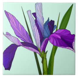 Anstrichene Blume, hübsche lila Iris auf Minze Fliese