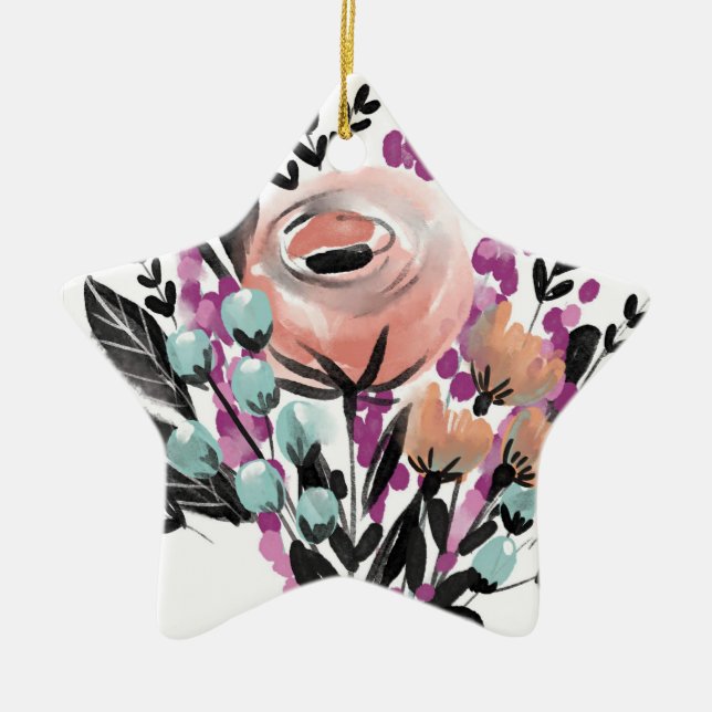Anstrichene Blume Keramik Ornament (Vorne)
