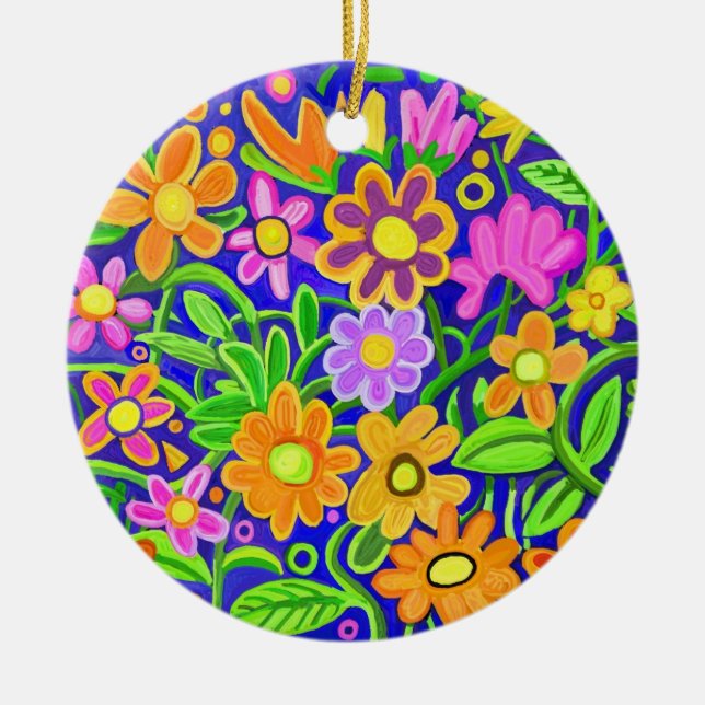 Anstrichene Blume Keramik Ornament (Vorne)