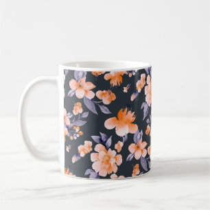 Anstrichene Blume nahtlose Hintergrunddarstellung Kaffeetasse