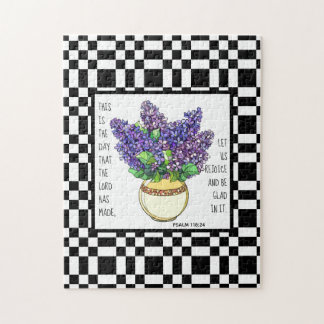Anstrichene Blume, Psalm 118:24, Schachbrett hinte Puzzle