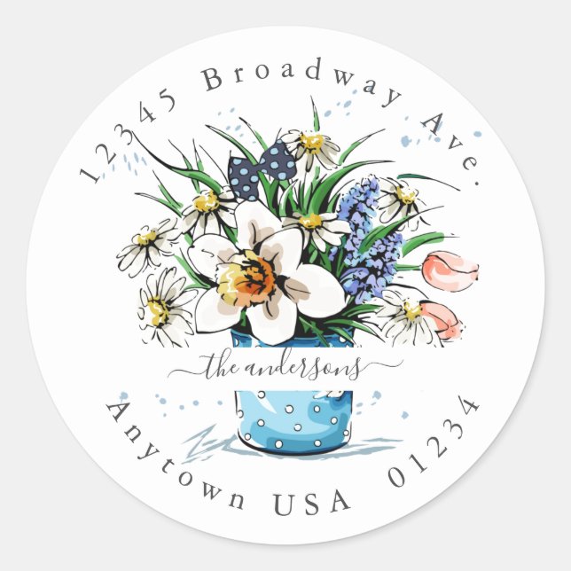 Anstrichene Blume; Umschlag Aufkleber Rücksendeadr (Vorderseite)