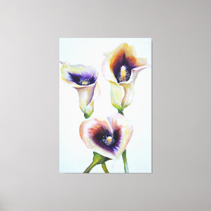 Anstrichene Calla Lilien Schönes Blomning Bouquet Leinwanddruck