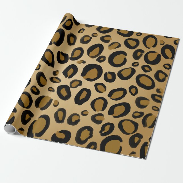 Anstrichene Cheetah Leopard Druckpunkte Gold Beige Geschenkpapier (Ungerollt)