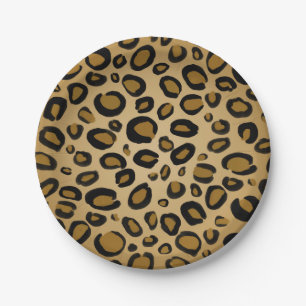 Anstrichene Cheetah Leopard Druckpunkte Gold Beige Pappteller