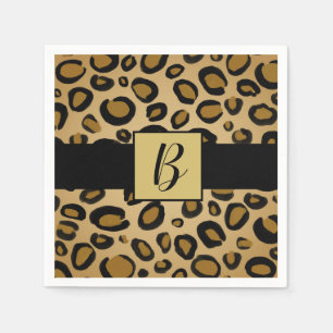 Anstrichene Cheetah Leopard Druckpunkte Gold Beige Serviette