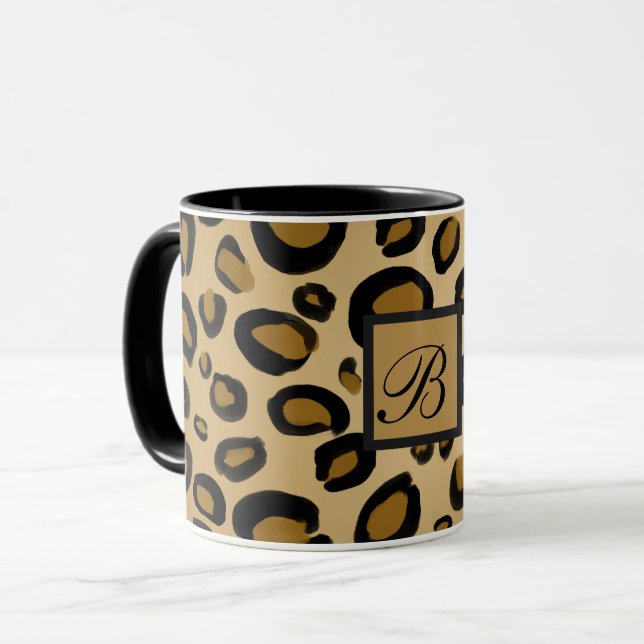 Anstrichene Cheetah Leopard Druckpunkte Gold Beige Tasse (Vorderseite Links)