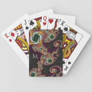 Anstrichene China Stil Fraktal Art mit Monogramm Spielkarten