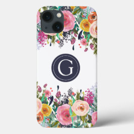 Anstrichene Floral Monogram iPhone Case
