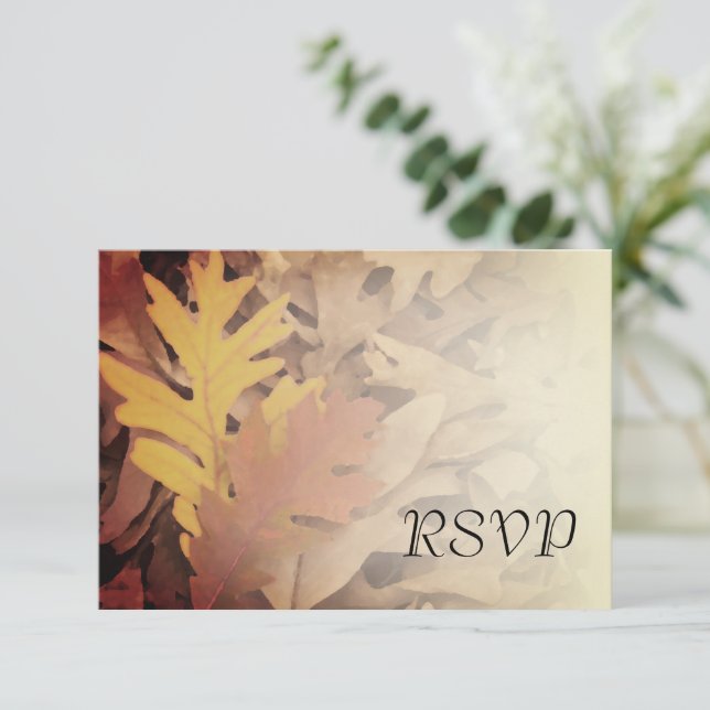 Anstrichene Herbstlaub mit RSVP-Antwortkarte RSVP Karte (Stehend Vorderseite)