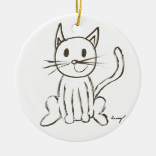 Anstrichene Kitty Ornament - Blau