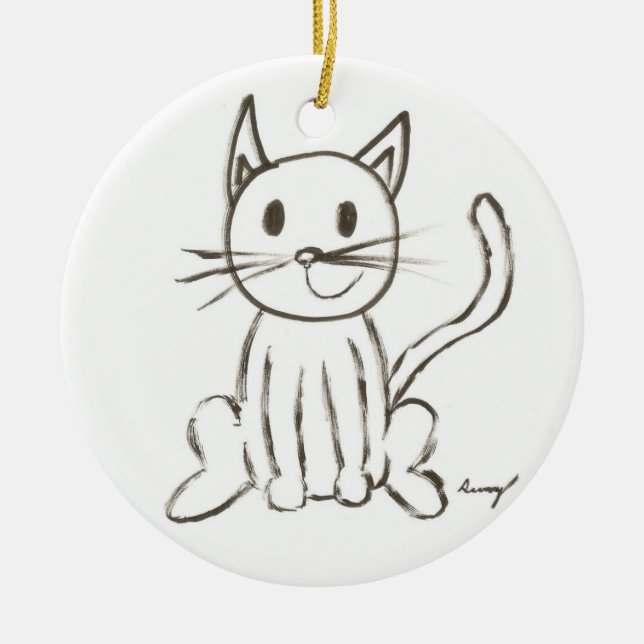 Anstrichene Kitty Ornament - Blau (Vorne)