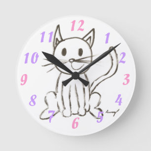 Anstrichene Kitty Wall Uhr