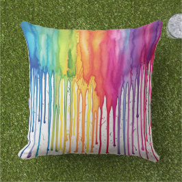 Anstrichene Regenbogenfarben Tropfen Abstrakt Kissen