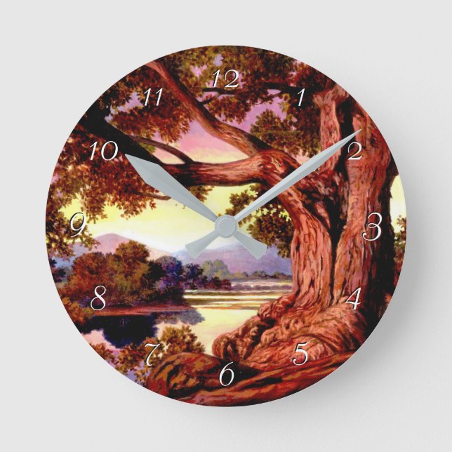 Anstrichene Sturdy Oak Round Clock Runde Wanduhr (Vorderseite)