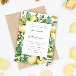Anstrichene Zitrusfrüchte Lemon und Blätter Aquare Einladung