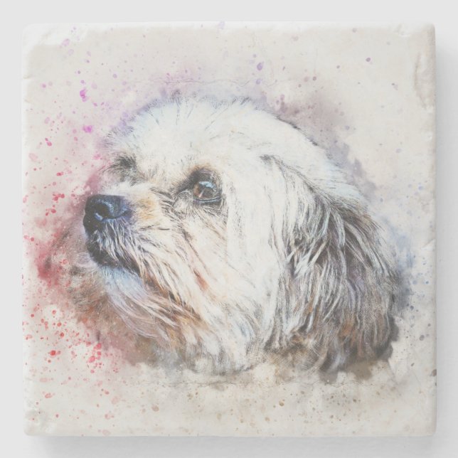 Anstrichfarbene Dog Print Steinuntersetzer (Vorderseite)