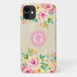 Anstrichfarbene Floral Monogram iPhone 11 Fall Case-Mate iPhone Hülle