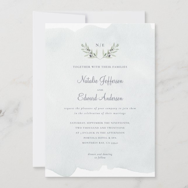 Anstrichfarbener Olivenzweig + Aquarellfarbe (Vorderseite)