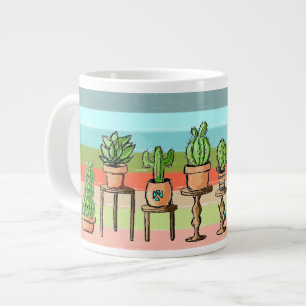 Anstrichfarbener Streifen Cacti Jumbo-Tasse