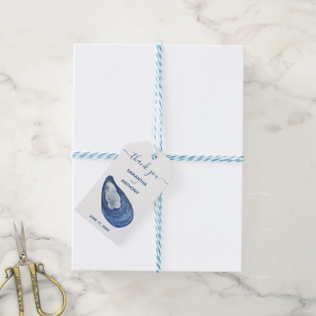 Anstrichfarbenes Seashell-Geschenk, Gefallen-Tag Geschenkanhänger (Mit Garn)