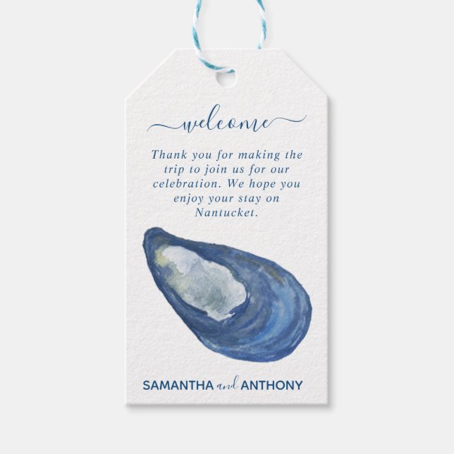 Anstrichfarbenes Seashell-Geschenk, Gefallen-Tag Geschenkanhänger (Vorderseite)